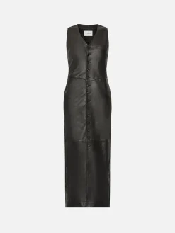 Women FRAME Leather Midi Vest Dress in
