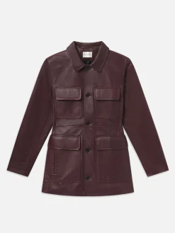 Women FRAME Leather Safari Jacket in