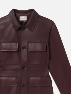 Women FRAME Leather Safari Jacket in