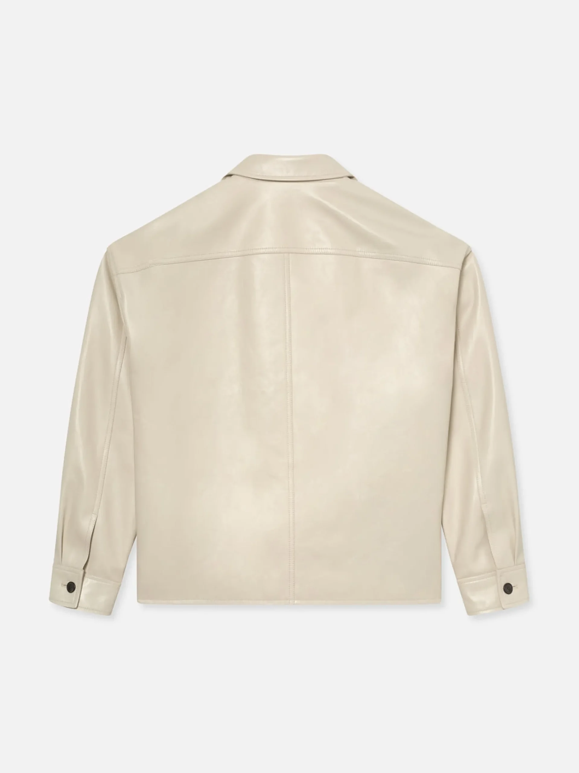 FRAME Leather Trucker Jacket in White Canvas