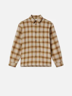 FRAME Light Weight Plaid Shirt in Tan Plaid