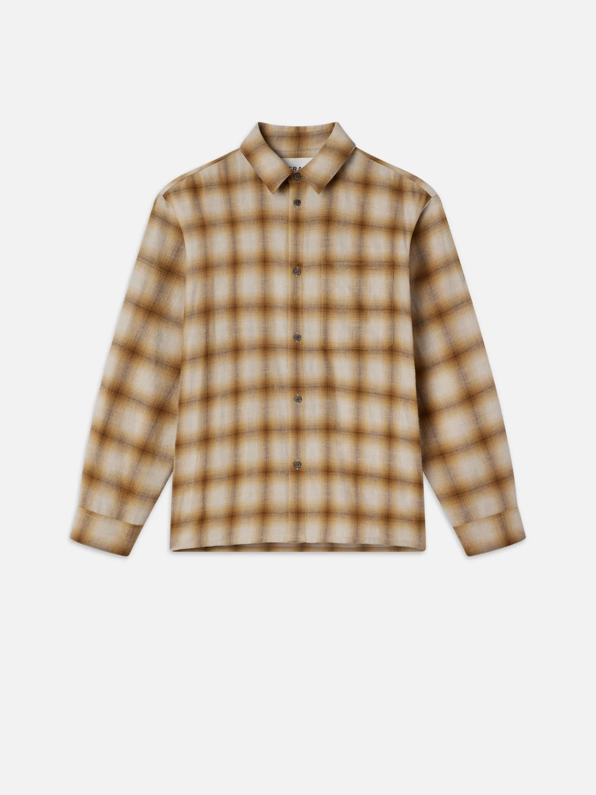 FRAME Light Weight Plaid Shirt in Tan Plaid