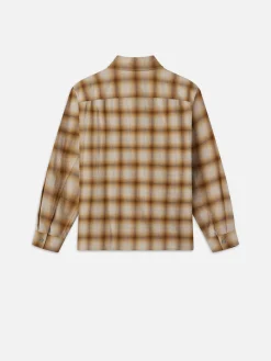 FRAME Light Weight Plaid Shirt in Tan Plaid