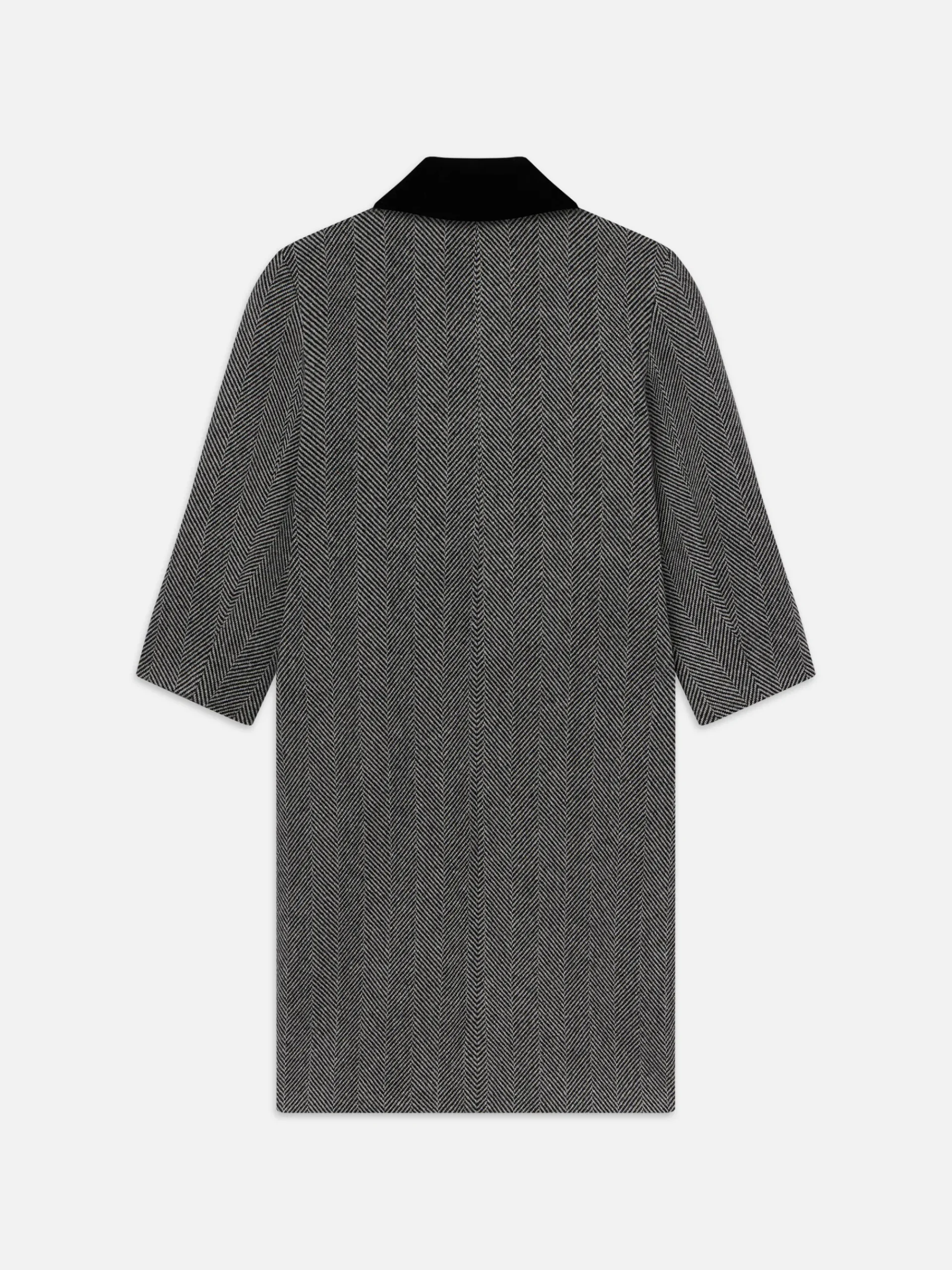 Women FRAME Long Herringbone Coat in Black Multi