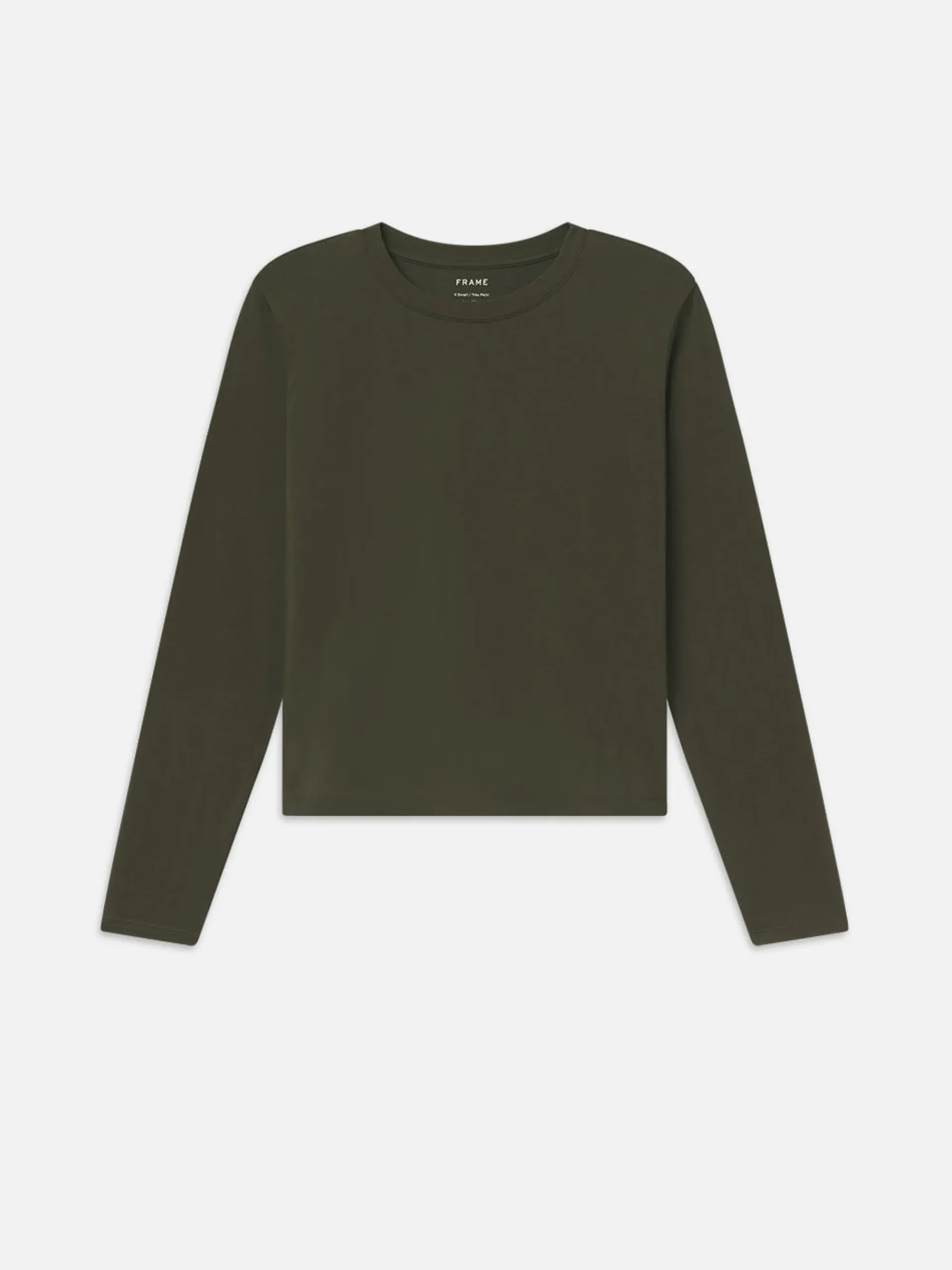 Women FRAME Long Sleeve Baby Tee in Rich Military