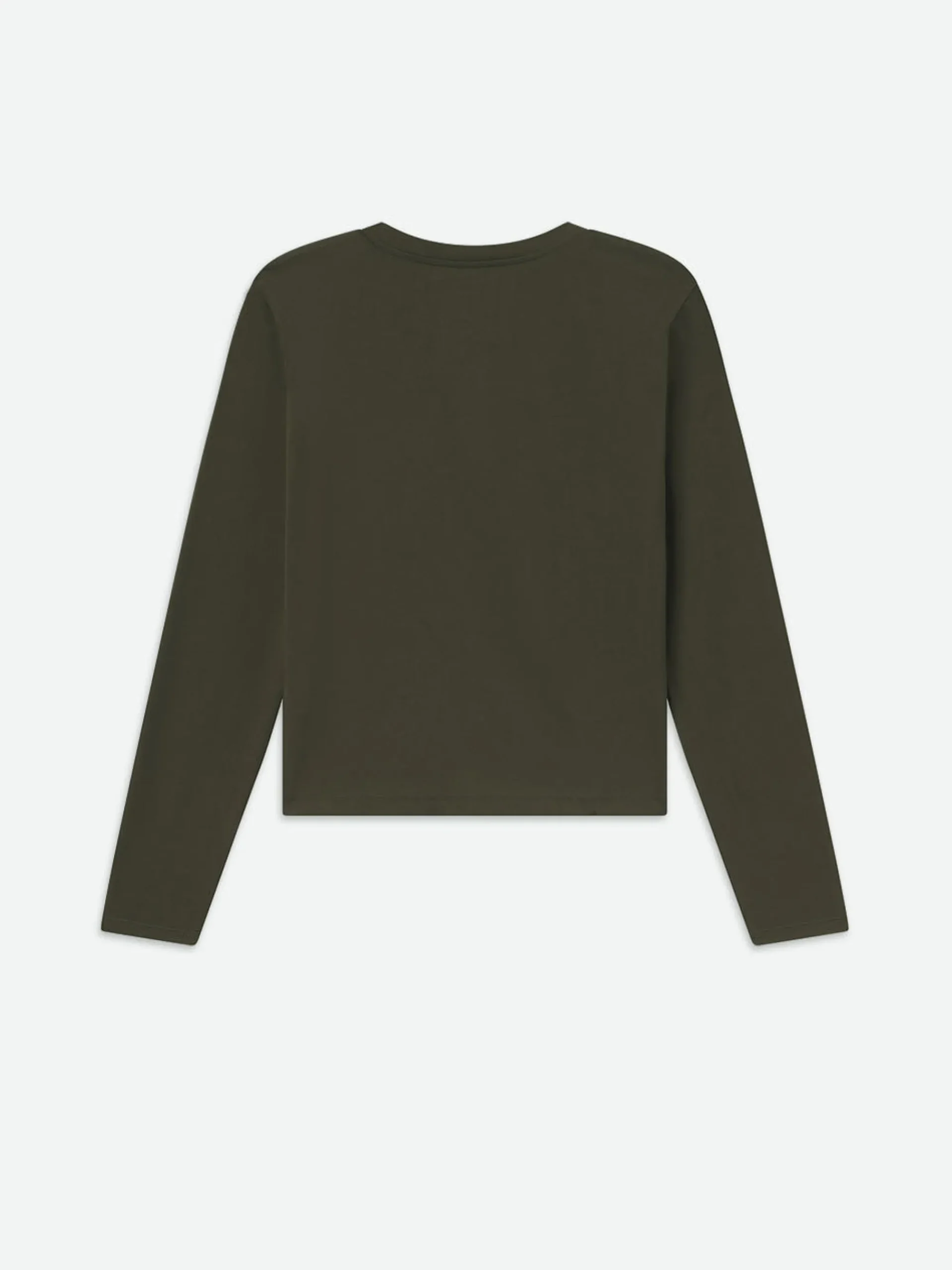 Women FRAME Long Sleeve Baby Tee in Rich Military