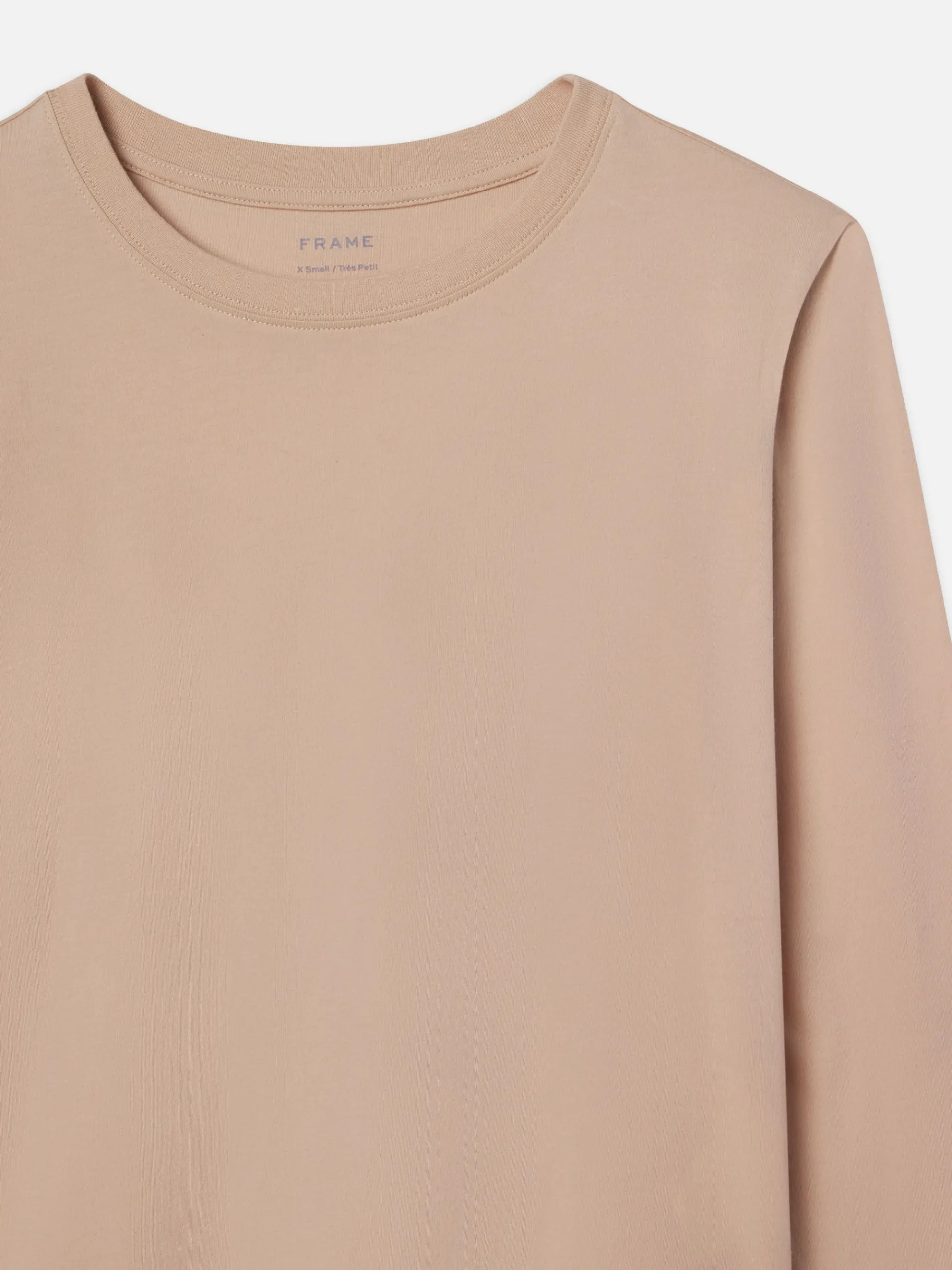 Women FRAME Long Sleeve Baby Tee in Almond Pink