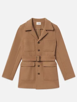 Women FRAME Melton Safari Jacket in Light Camel