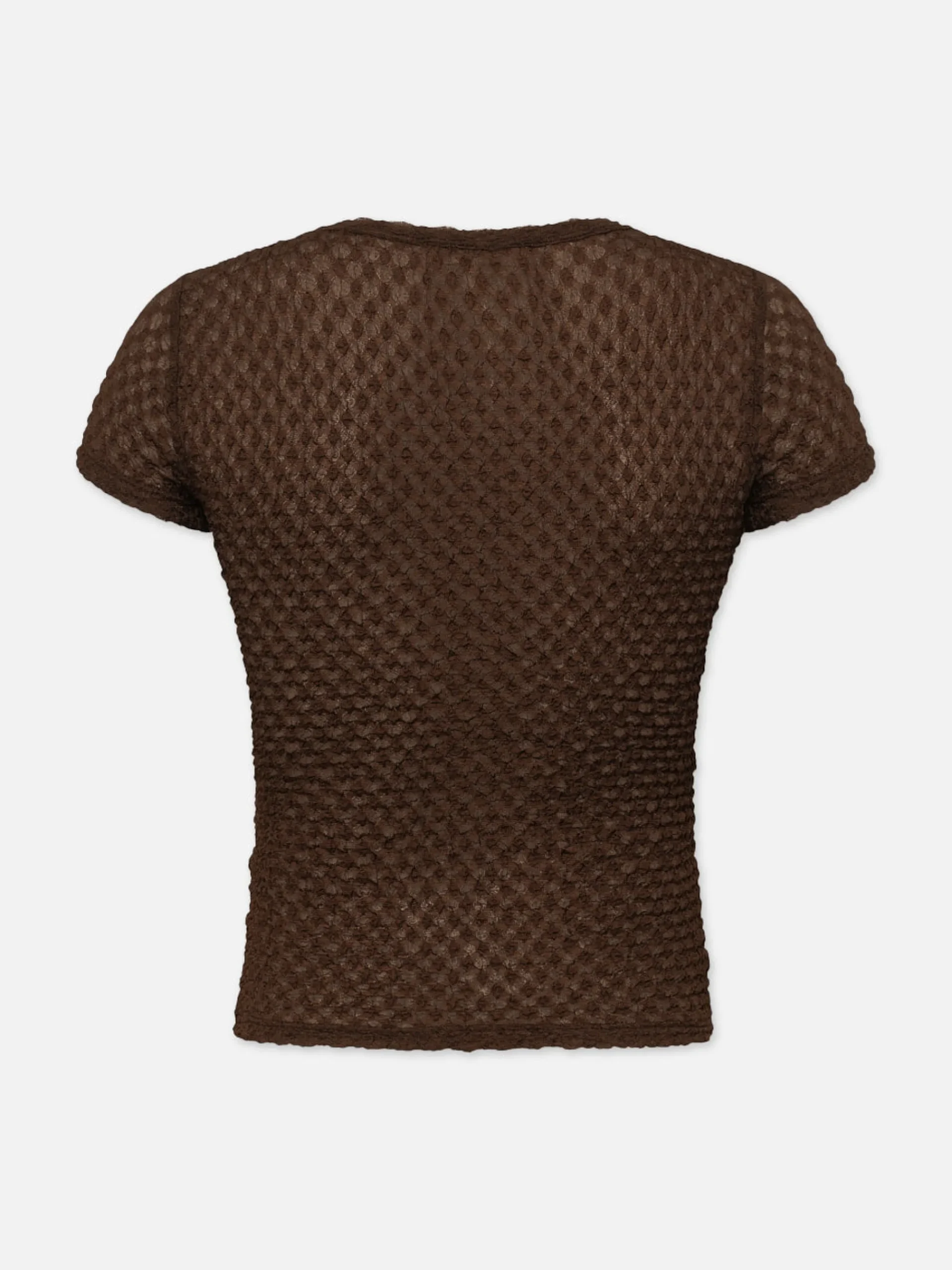 Women FRAME Mesh Lace Baby Tee in Chocolate Brown