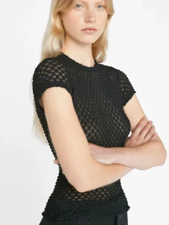 Women FRAME Mesh Lace Baby Tee in