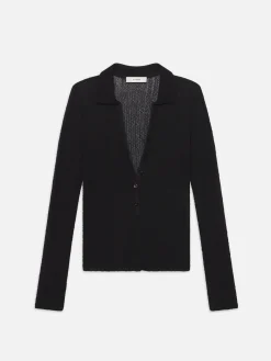 Women FRAME Mesh Lace Long Sleeve Polo in