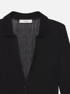 Women FRAME Mesh Lace Long Sleeve Polo in