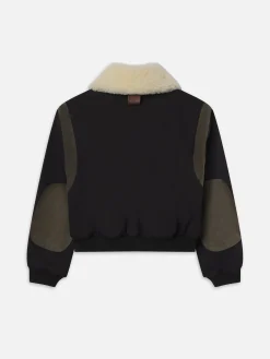 Women FRAME Mixed Leather Bomber in