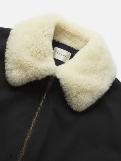 Women FRAME Mixed Leather Bomber in