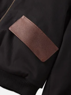 Women FRAME Mixed Leather Bomber in