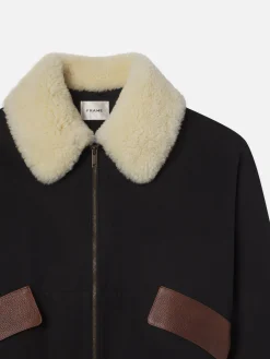 Women FRAME Mixed Leather Bomber in