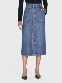 Women FRAME Modern Pocket Midi Skirt in