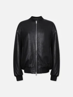 Women FRAME Oversized Leather Bomber in