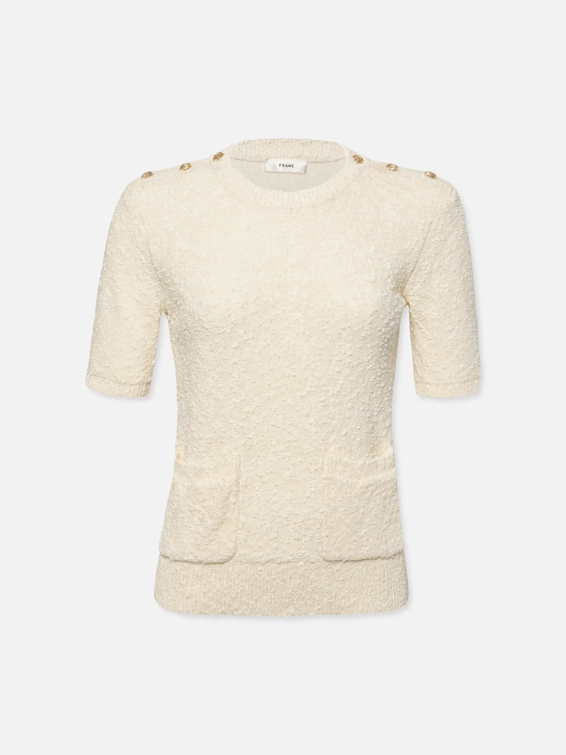 Women FRAME Patch Pocket Short Sleeve Sweater in
