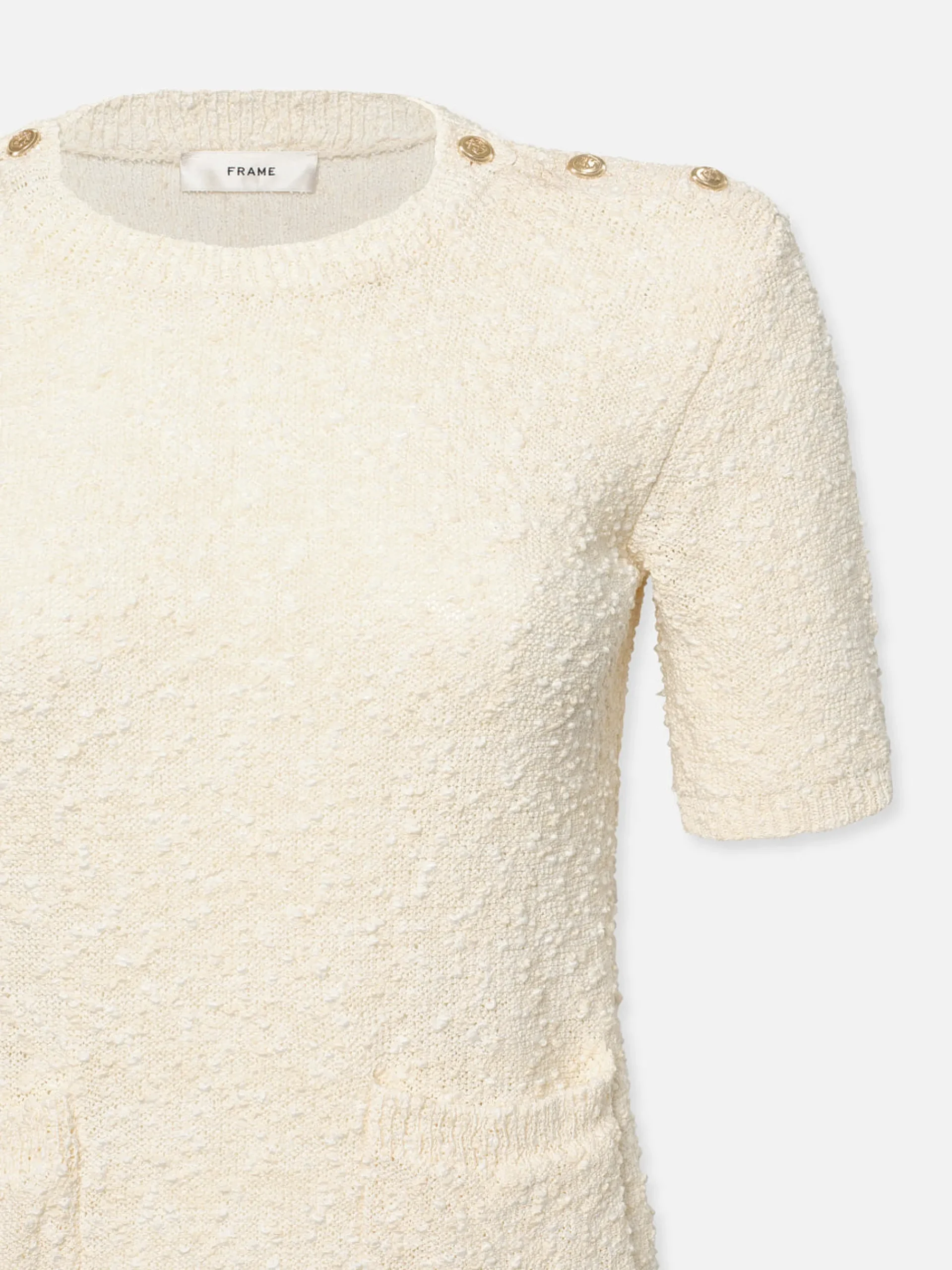 Women FRAME Patch Pocket Short Sleeve Sweater in