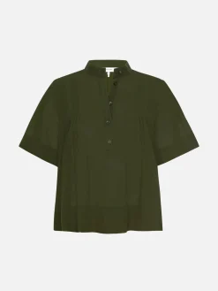 Women FRAME Pleated Button Up Blouse in