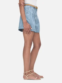 Women FRAME Pleated Wide Cuff Short in