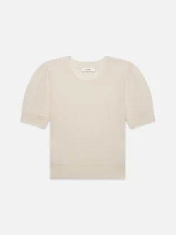 Women FRAME Pointelle Puff Sleeve Sweater in