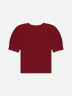 Women FRAME Pointelle Puff Sleeve Sweater in