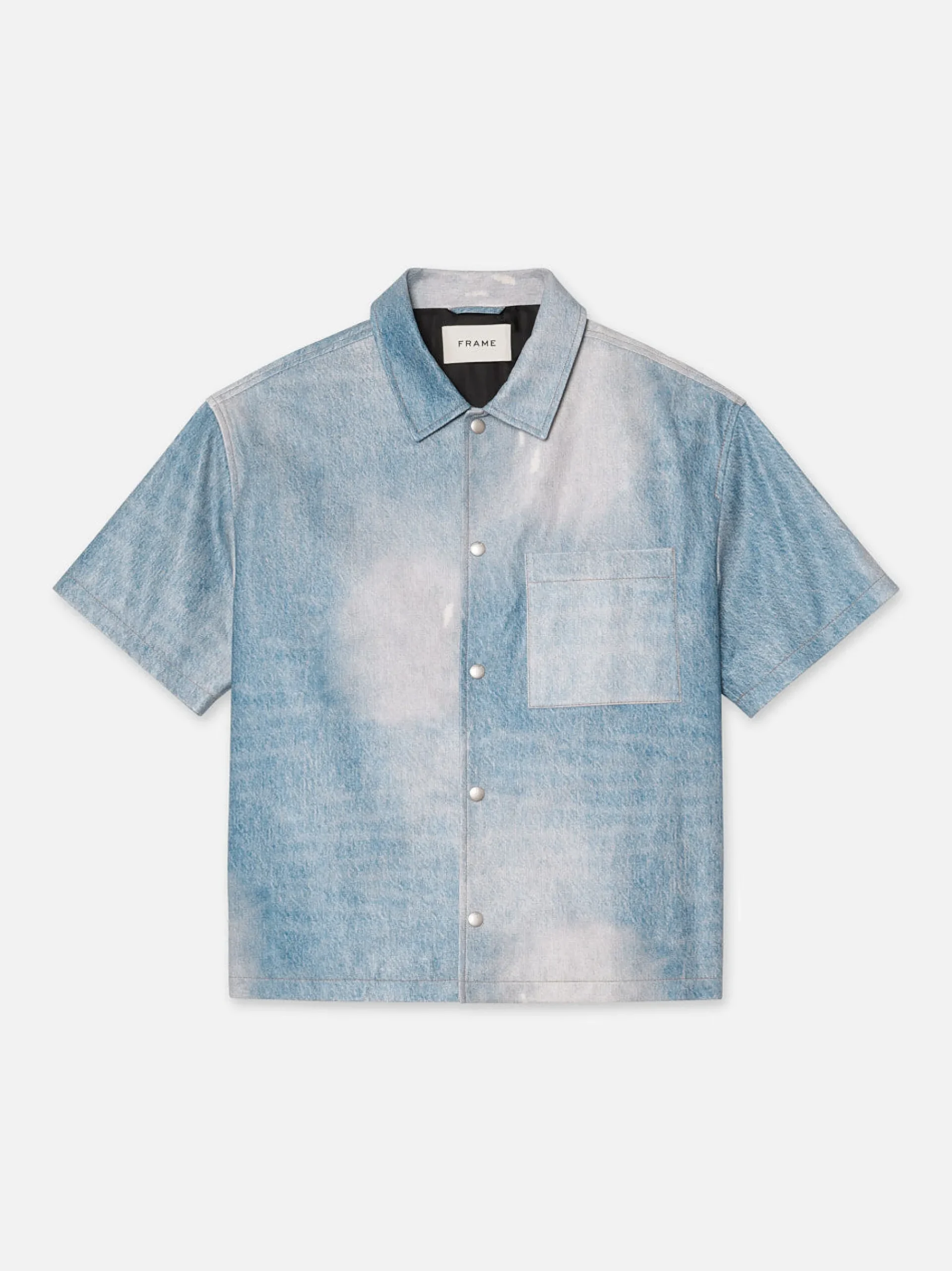 FRAME Printed Denim Leather Shirt in