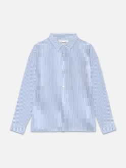 FRAME Relaxed Blue Striped Shirt in Blue Stripe