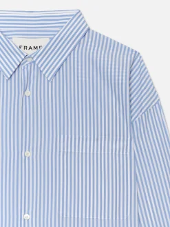 FRAME Relaxed Blue Striped Shirt in Blue Stripe