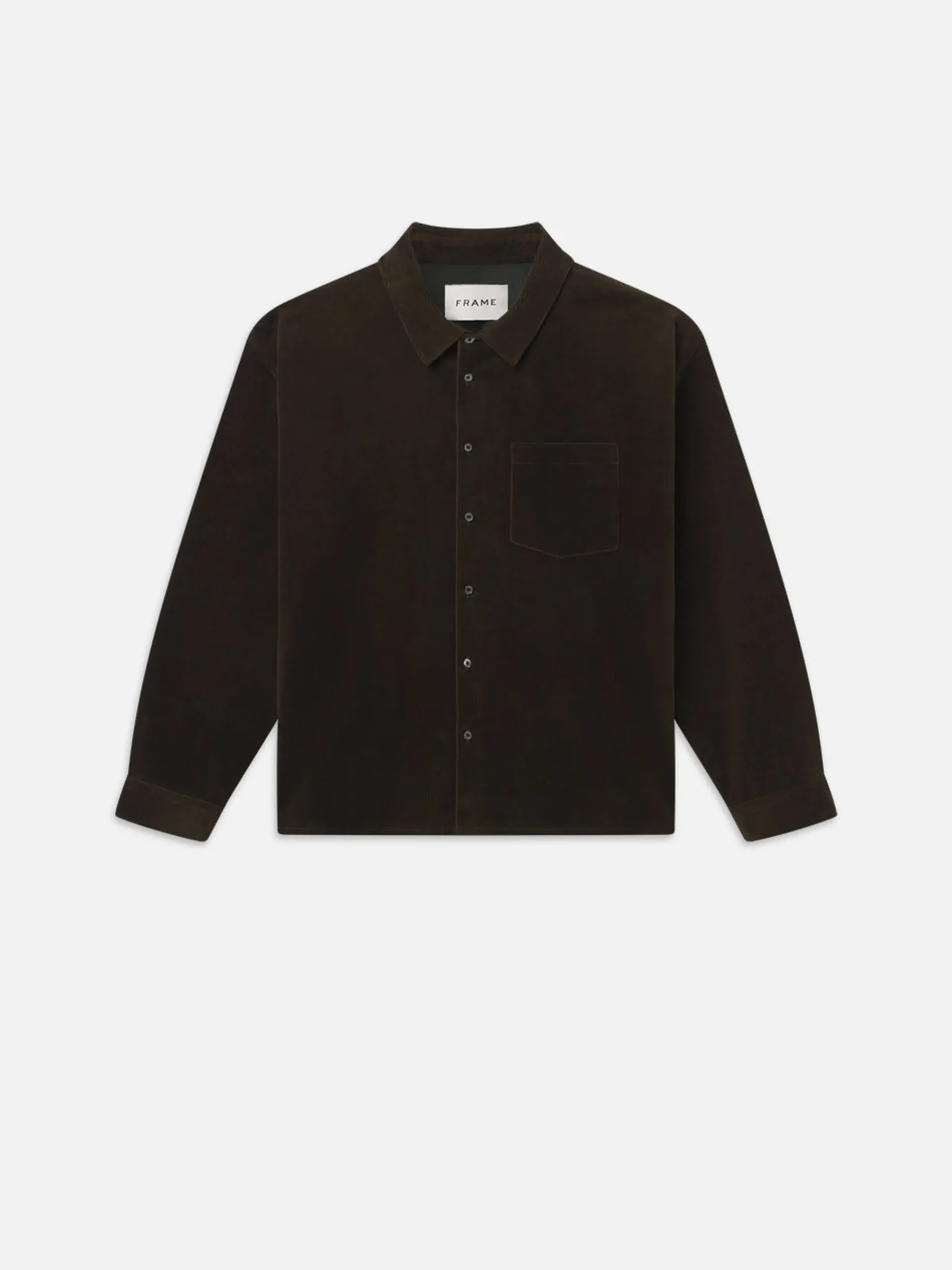 FRAME Relaxed Corduroy Overshirt in Dark Olive