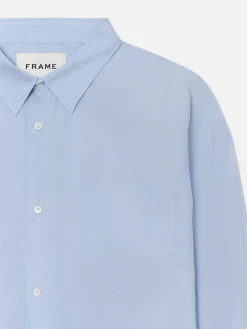 FRAME Relaxed Cotton Shirt in Light Blue