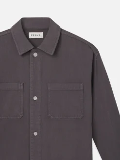 FRAME Relaxed Double Pocket Shirt in Slate Gray