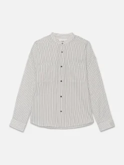 FRAME Relaxed Striped Shirt in Black White Stripe