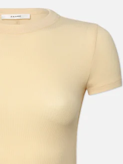 Women FRAME Rib Baby Crew Tee in