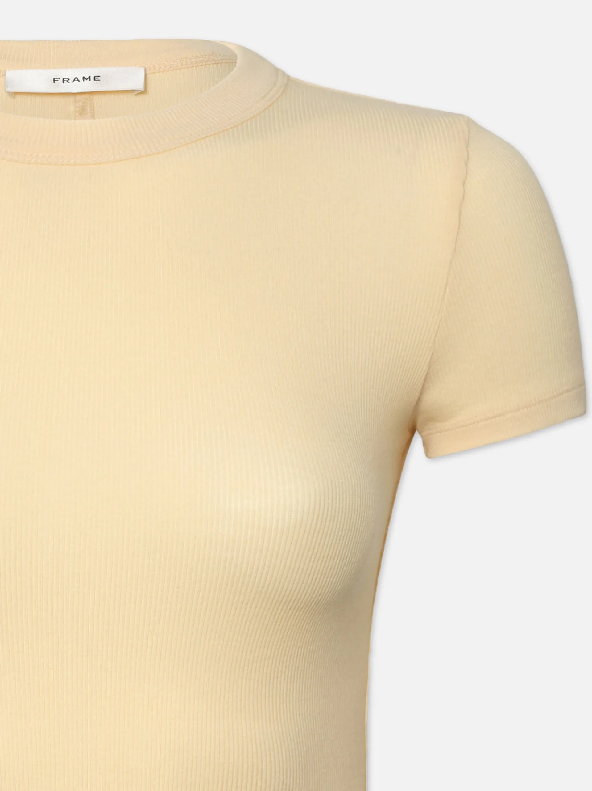 Women FRAME Rib Baby Crew Tee in