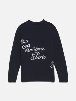 FRAME Ritz Mens Crew Sweater in Navy Multi