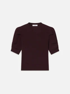 Women FRAME Ruched Sleeve Cashmere Sweater in