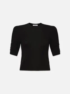 Women FRAME Ruched Sleeve Cashmere Sweater in