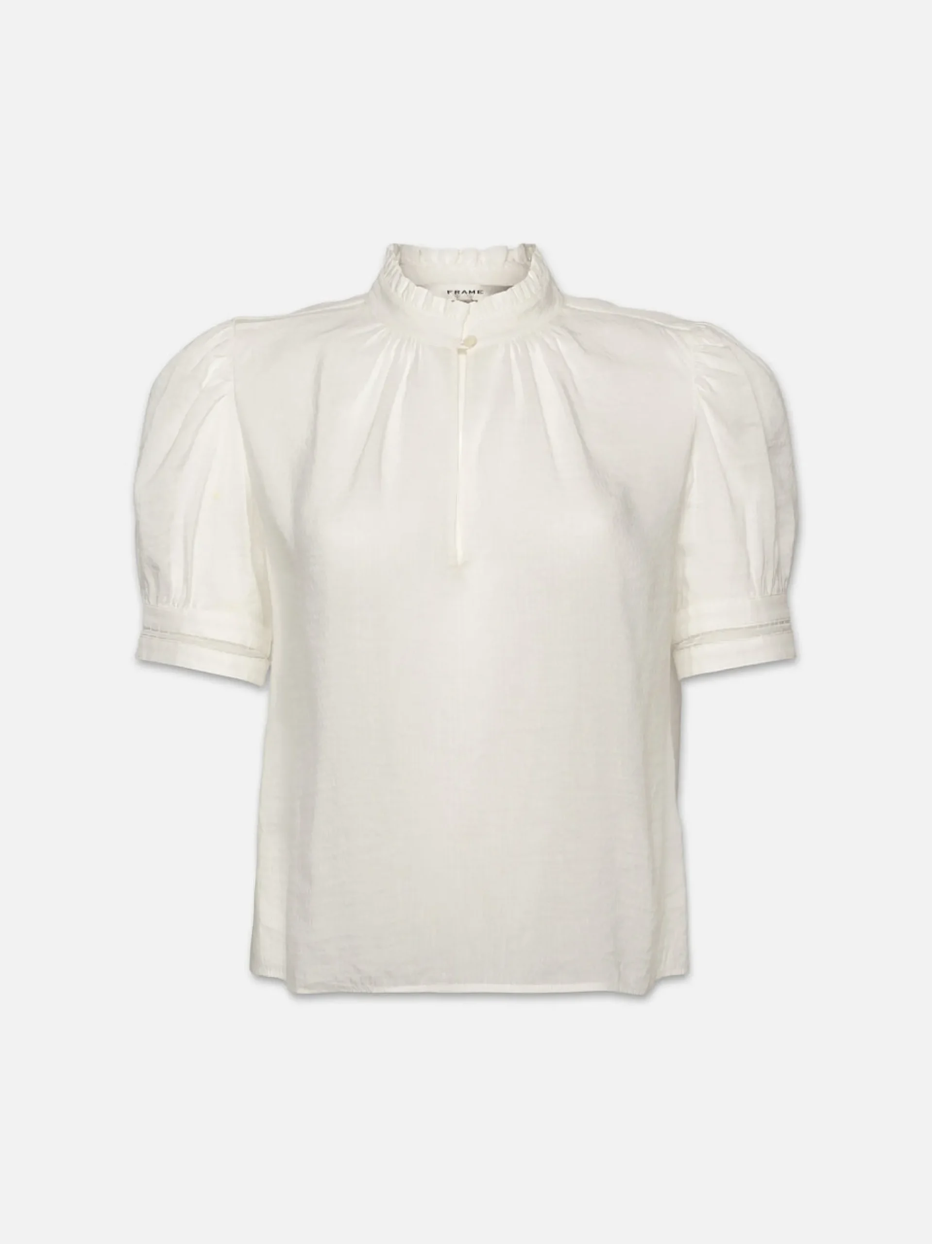 Women FRAME Ruffle Collar Inset Lace Top in