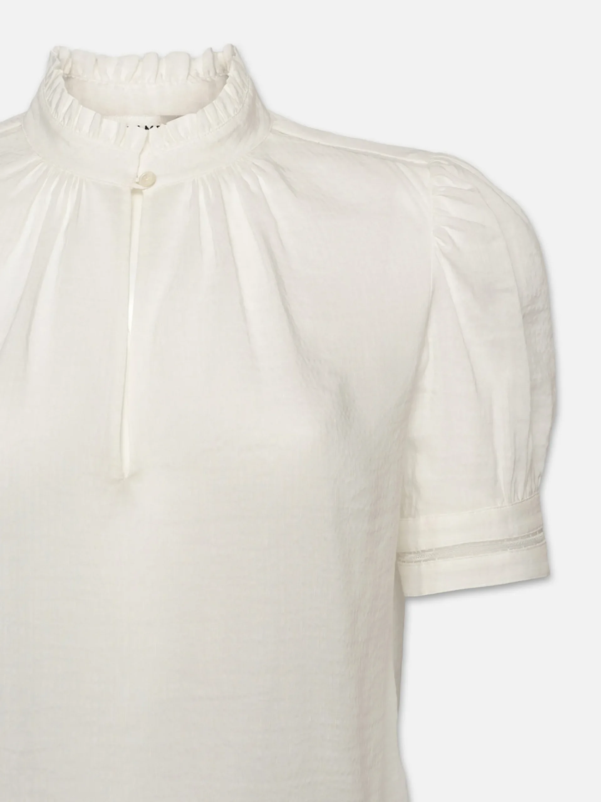 Women FRAME Ruffle Collar Inset Lace Top in