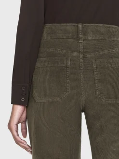 Women FRAME 70's Cropped Wide Leg Corduroy in Rich Military