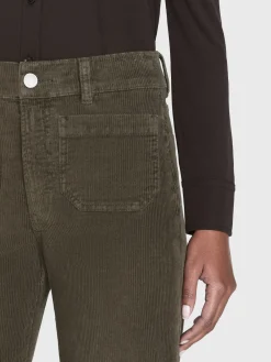 Women FRAME 70's Cropped Wide Leg Corduroy in Rich Military