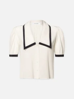 Women FRAME Sailor Blouse in Cream Multi