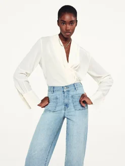 Women FRAME Shawl Collar Blouse in