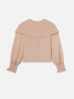 Women FRAME Sheer Ruffle Blouse in Light Petal