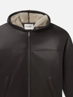 FRAME Sherpa Hoodie in Dark Brown