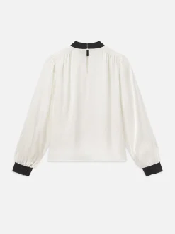 Women FRAME Shirred Mock Neck Blouse in