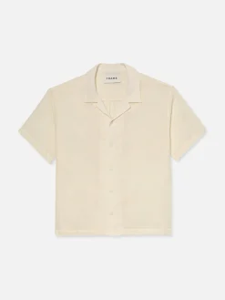 FRAME Short Sleeve Camp Collar Shirt in Off White